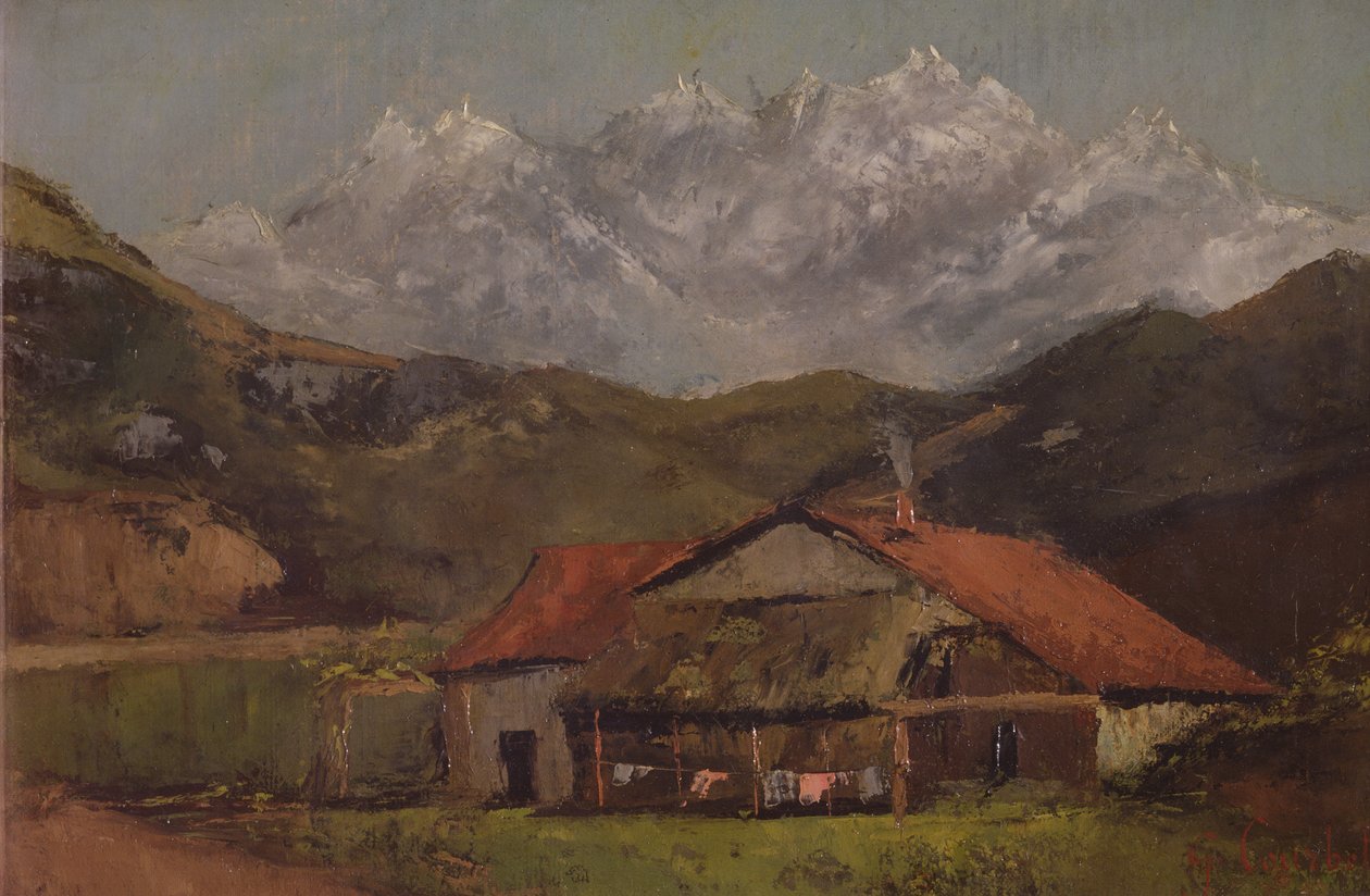 Una cabaña en las montañas de Gustave Courbet