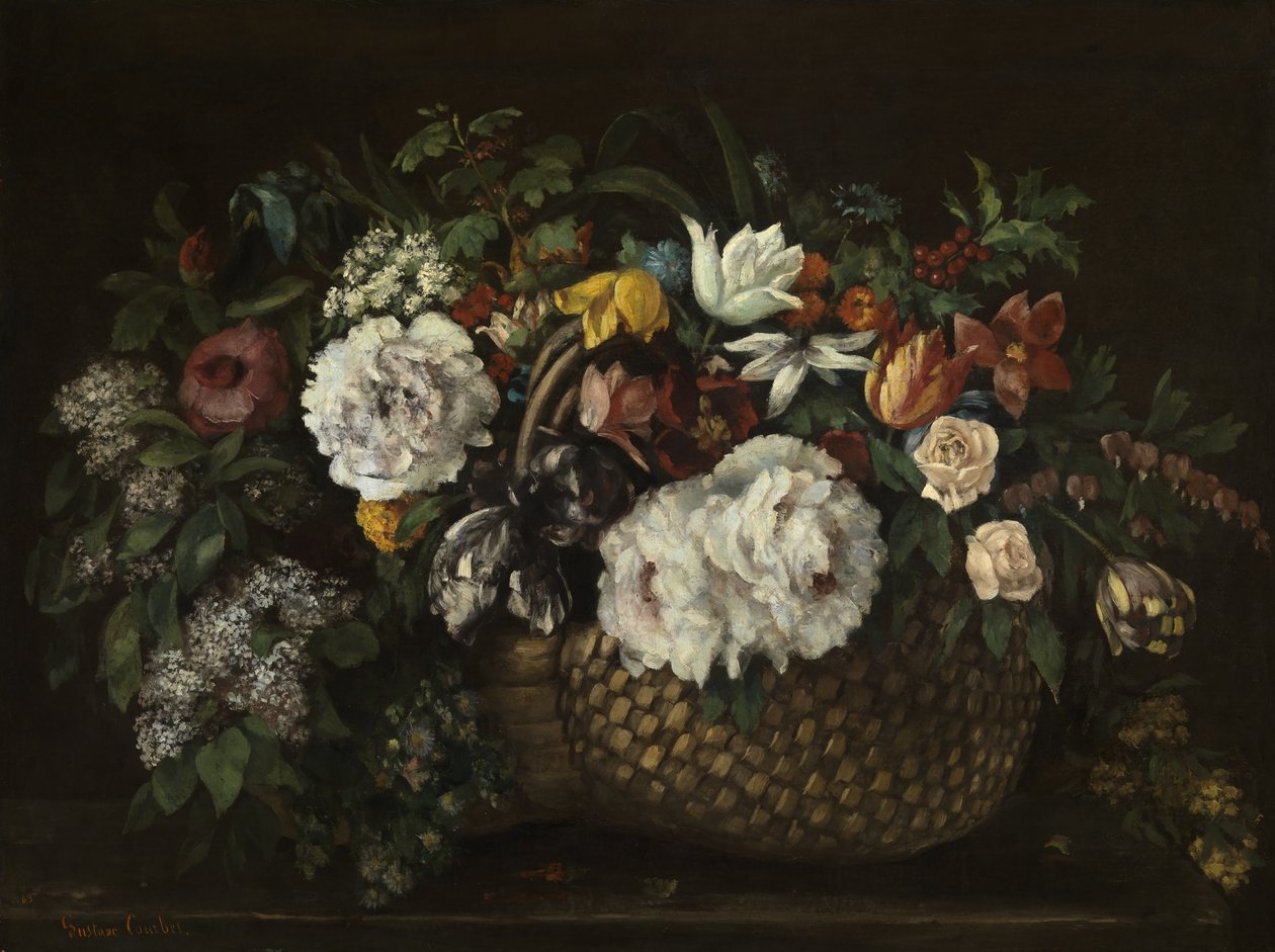 Flores en una cesta de Gustave Courbet