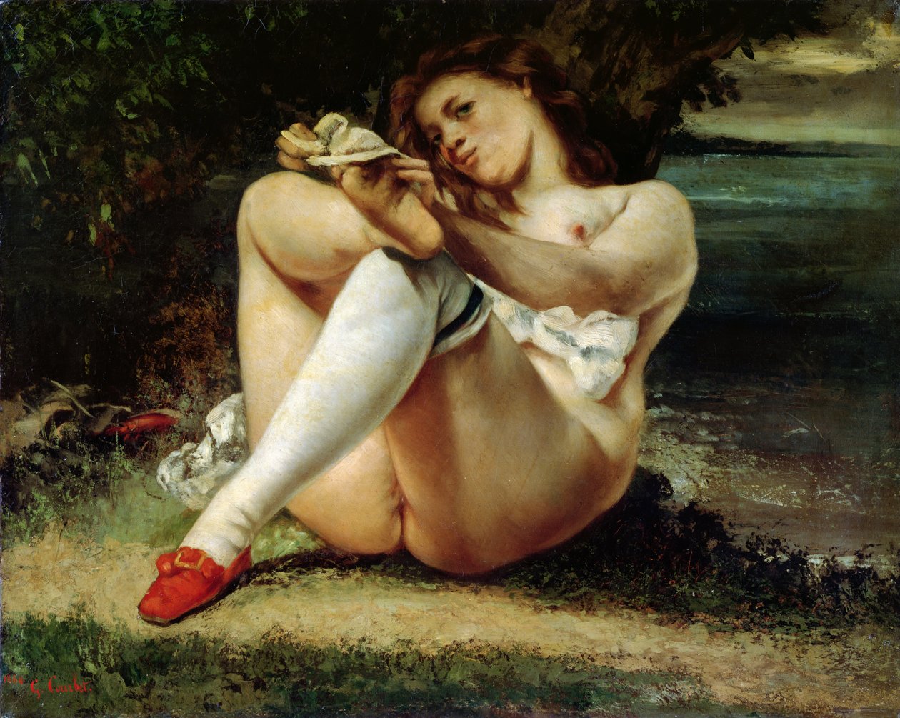 Mujer con Medias Blancas, c.1861 de Gustave Courbet