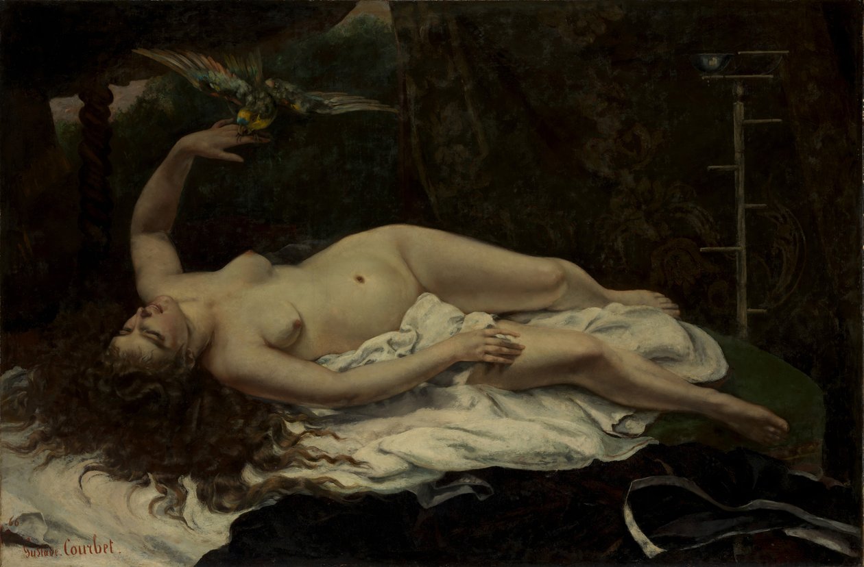 Mujer con un loro, 1866 de Gustave Courbet
