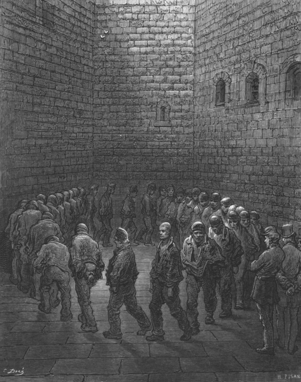 Newgate - Patio de ejercicios, 1872 de Gustave Dore