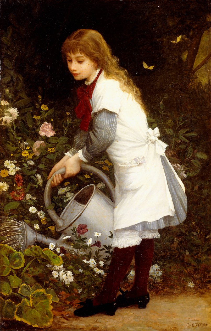 Joven Chica en un Jardín de Gustave Doyen