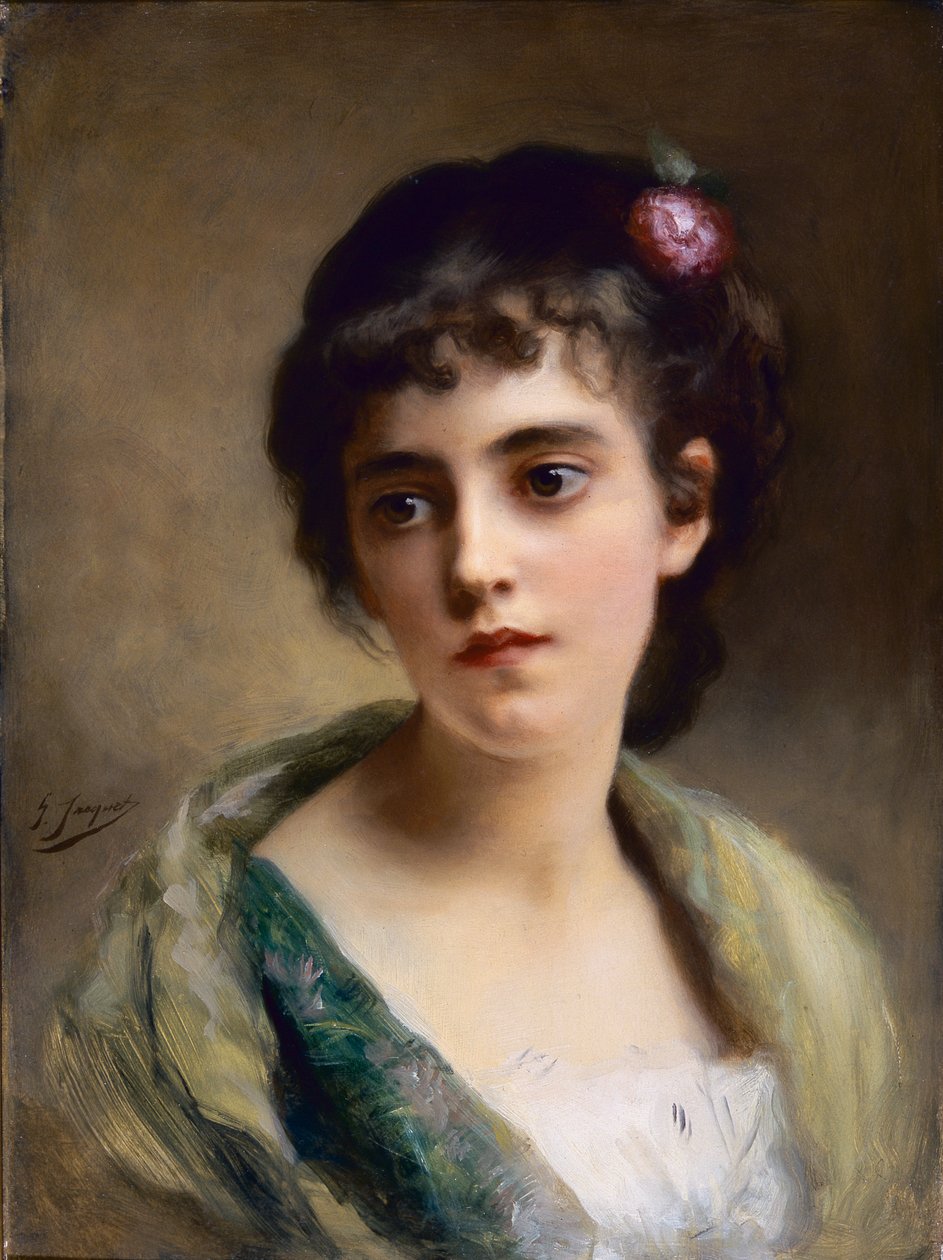 Cabeza de niña (óleo sobre tabla) de Gustave Jacquet
