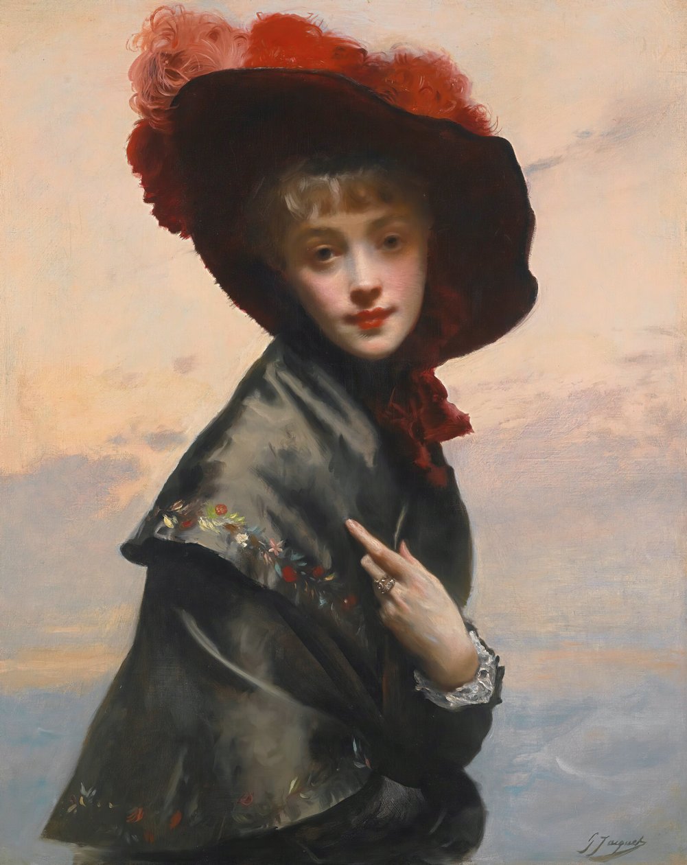 Dama con sombrero de Gustave Jean Jacquet