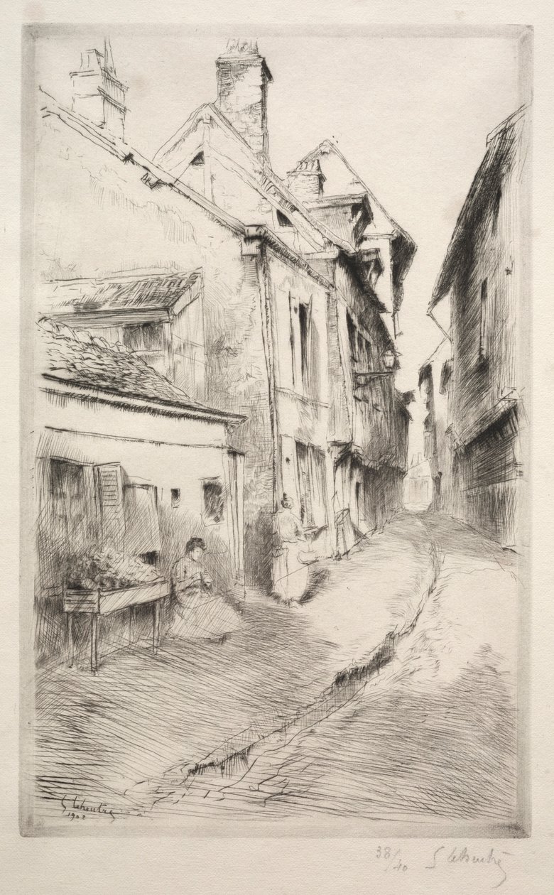 La calle de la Escuela en Troyes, 1902 de Gustave Leheutre
