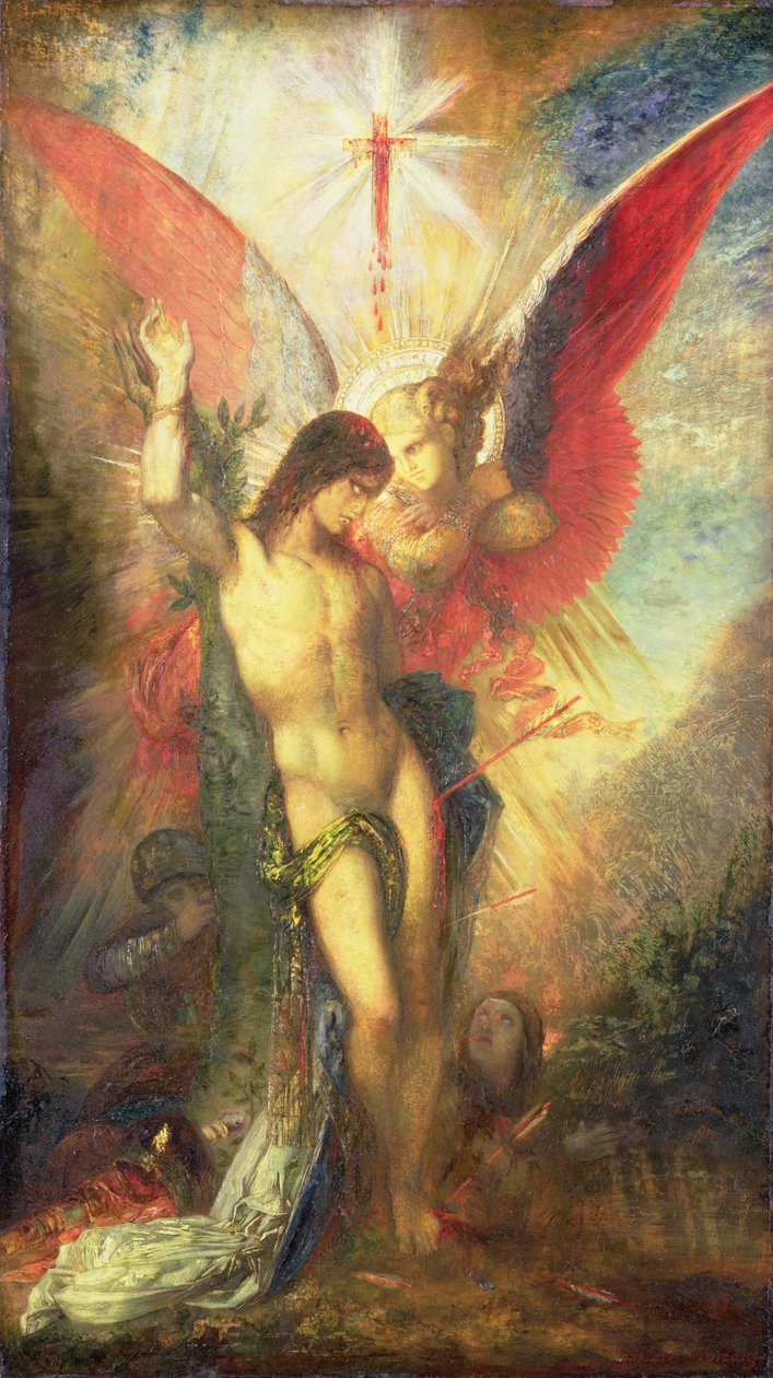 San Sebastián y el ángel, c.1876 de Gustave Moreau