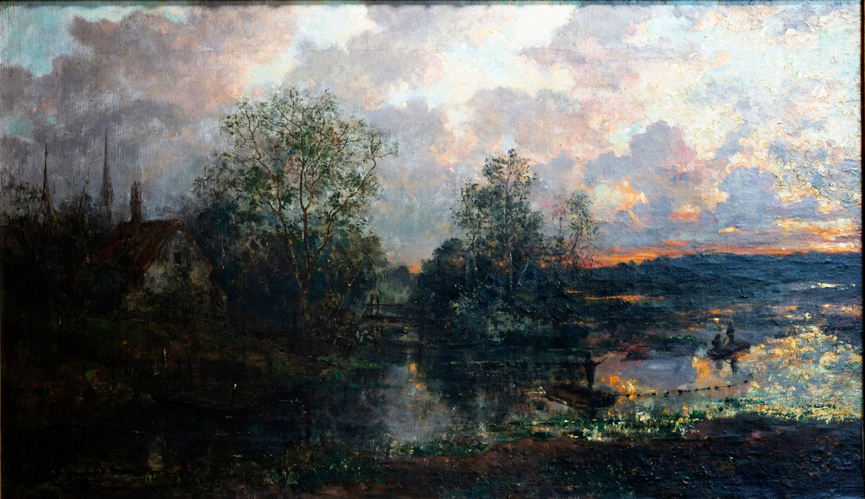 Paisaje con un pequeño barco de Gustave de Duyts