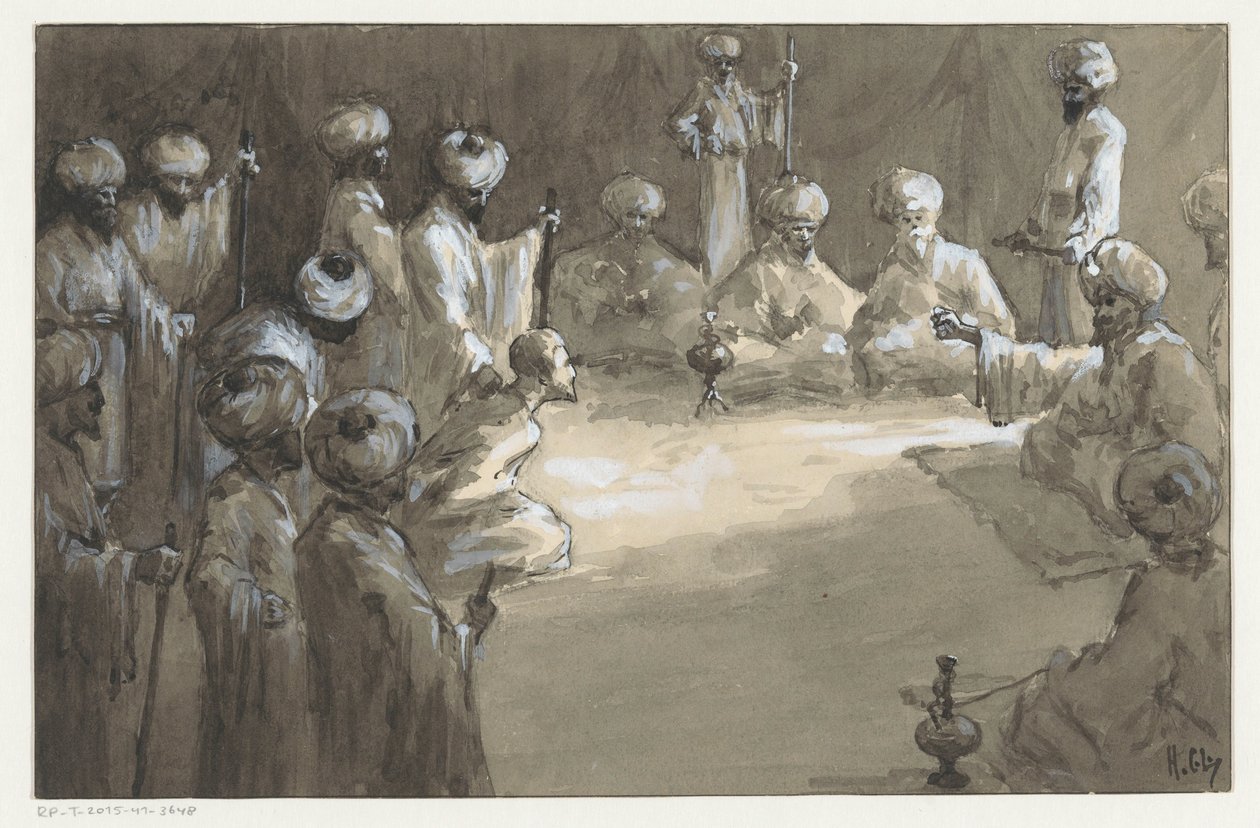 Reunión de hombres de H.C. Louwerse (signed by artist)