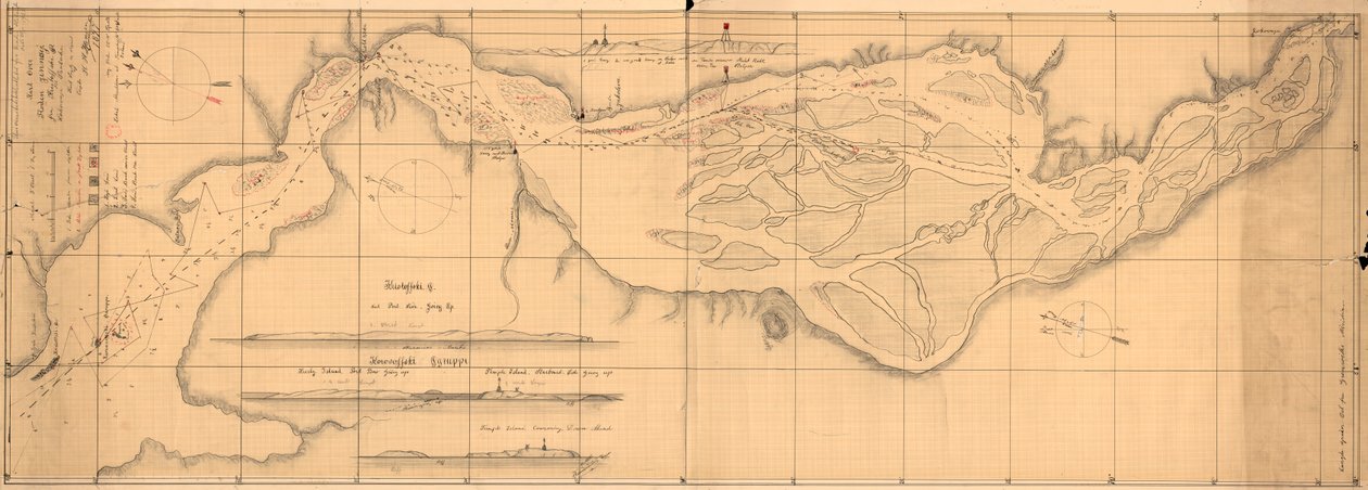 Mapa del río Yeniséi de H.H. Hansen