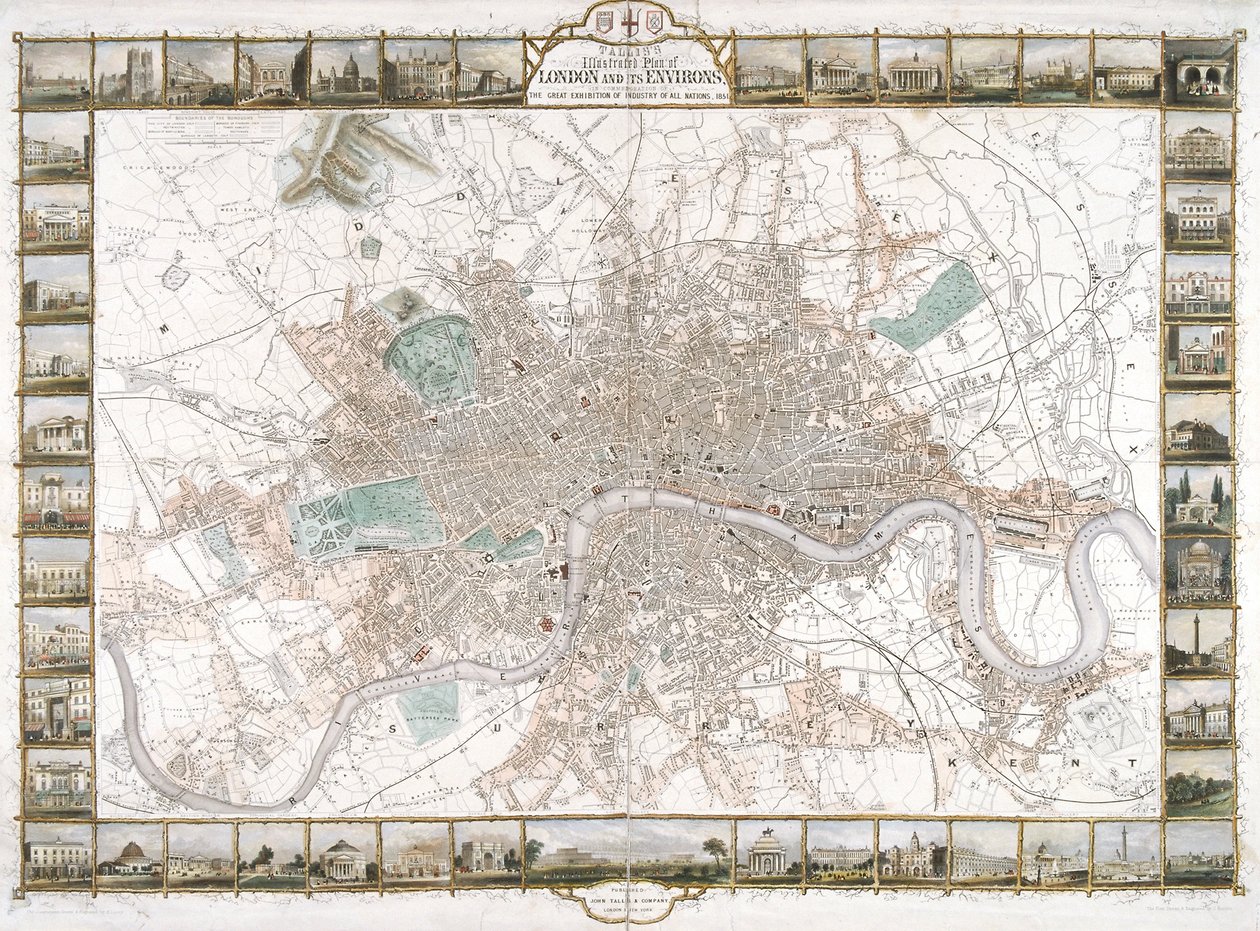 Mapa de Londres, 1851 de H Lacey