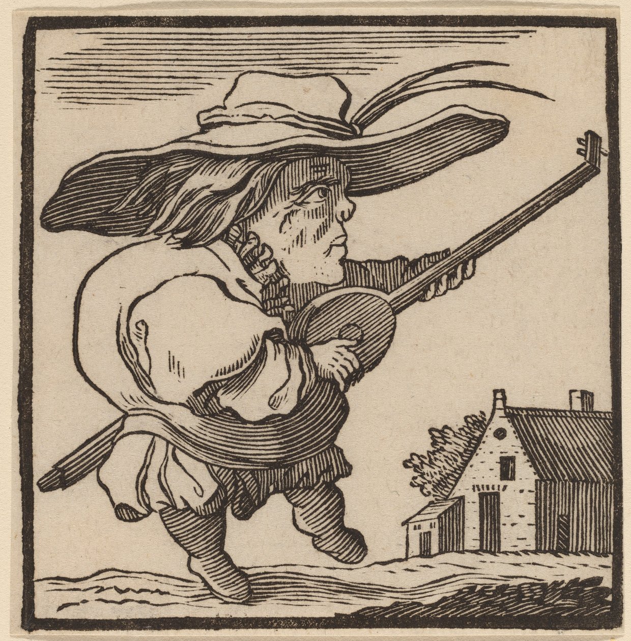 Jorobado tocando un laúd de H. Numan after Jacques Callot