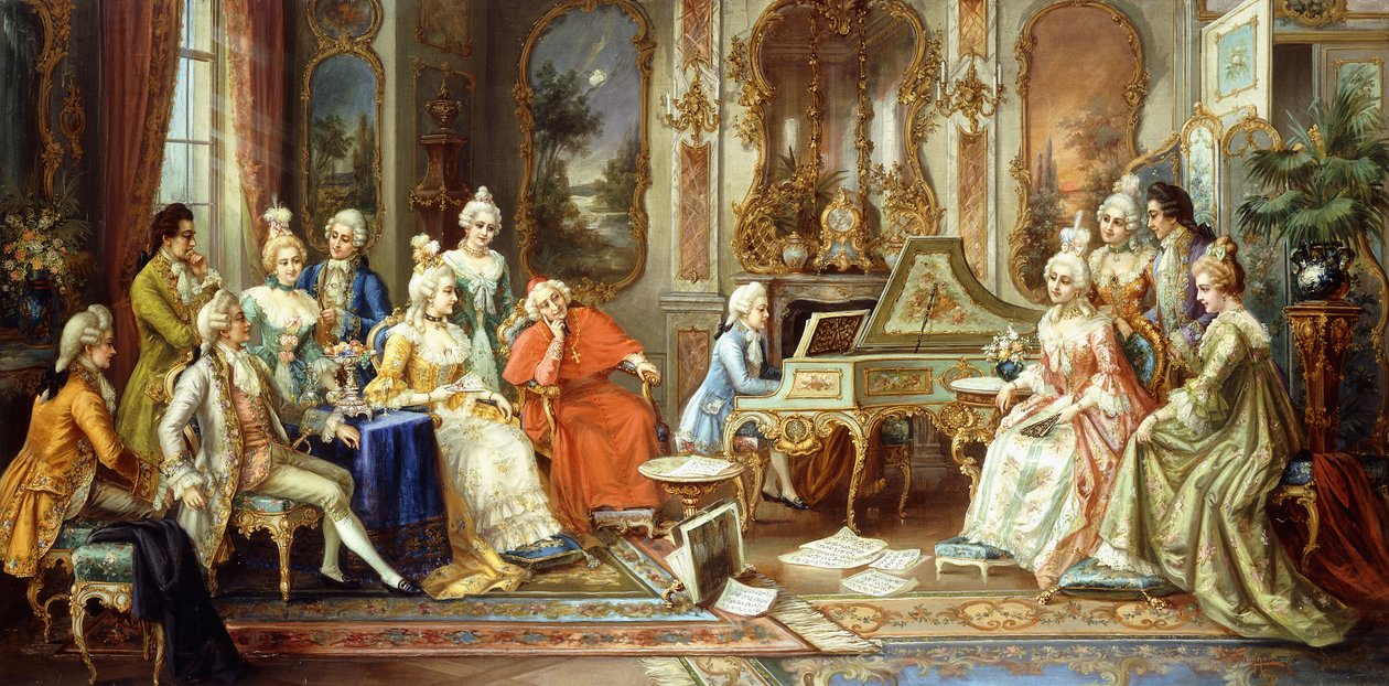 Joven Mozart dando un recital de H. Pihnnero