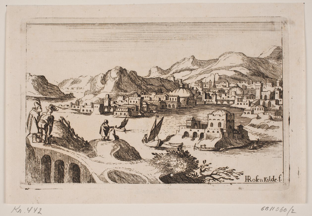 Paisaje Costero con Edificios Orientales de H. Rosenkilde