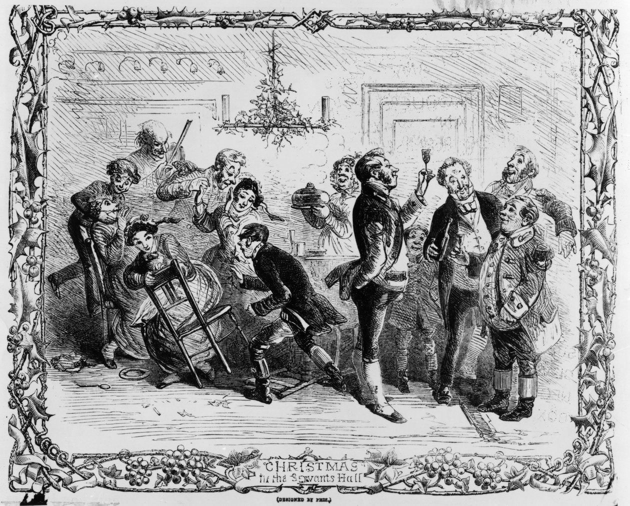 Navidad en el salón de los sirvientes de Hablot Knight Browne