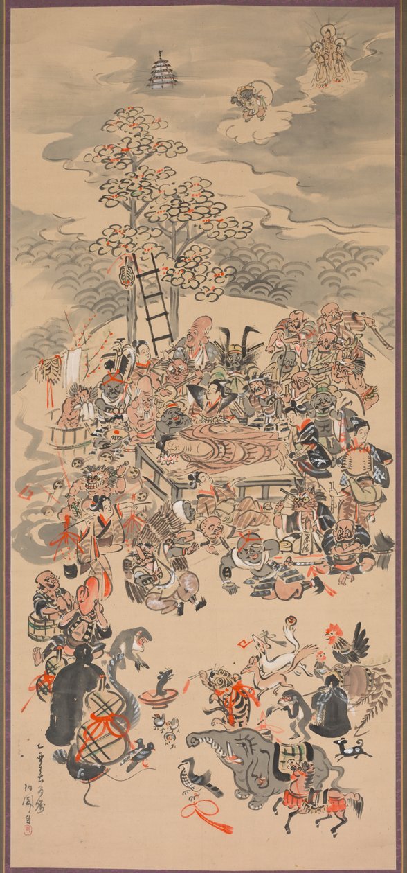 Ōtsu-e Nirvana del Buda (Ōtsu-e Butsu Nehanzu) de Hakuen