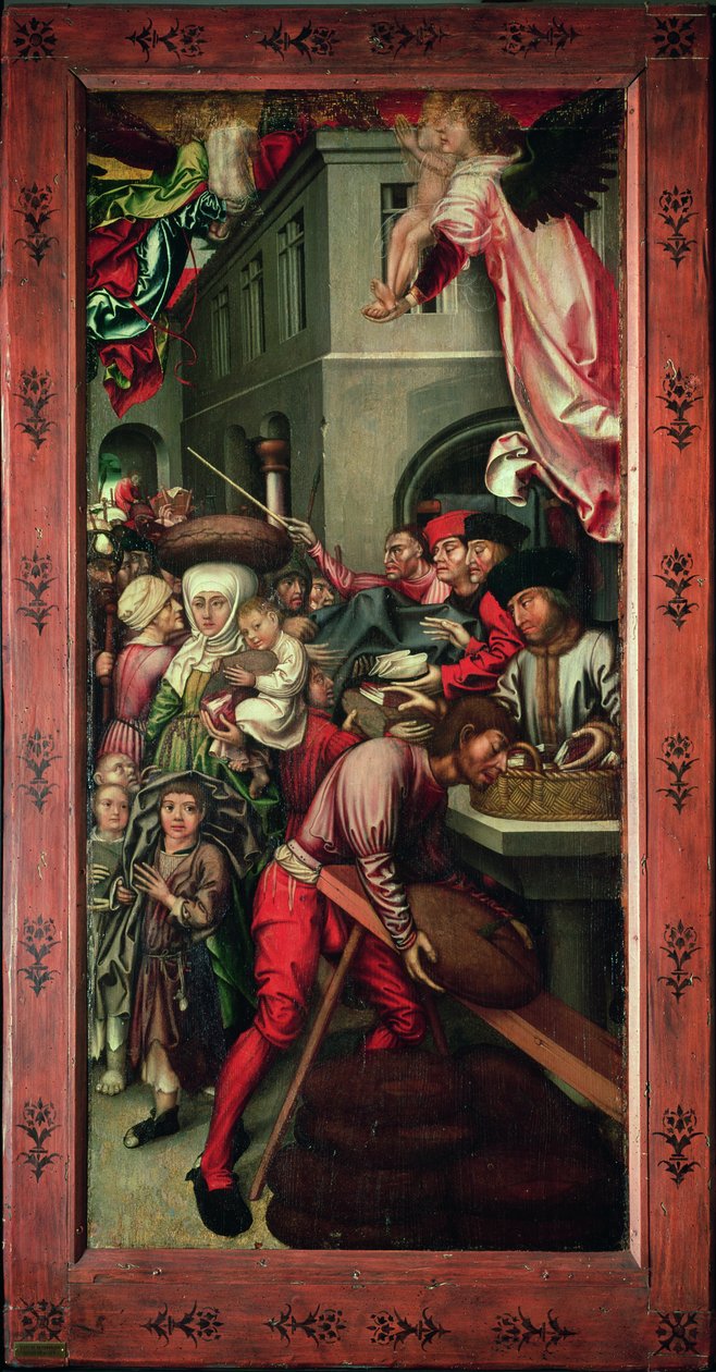 Retablo de Bugnon: panel derecho que representa la caridad, c.1507 de Hans Fries