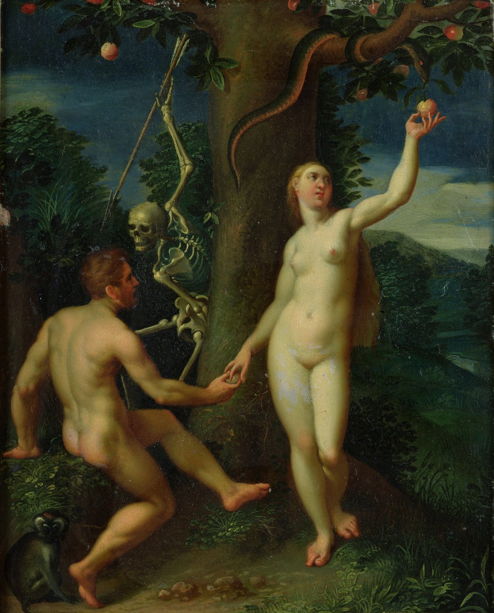 Adán y Eva de Hans I or Johann Rottenhammer