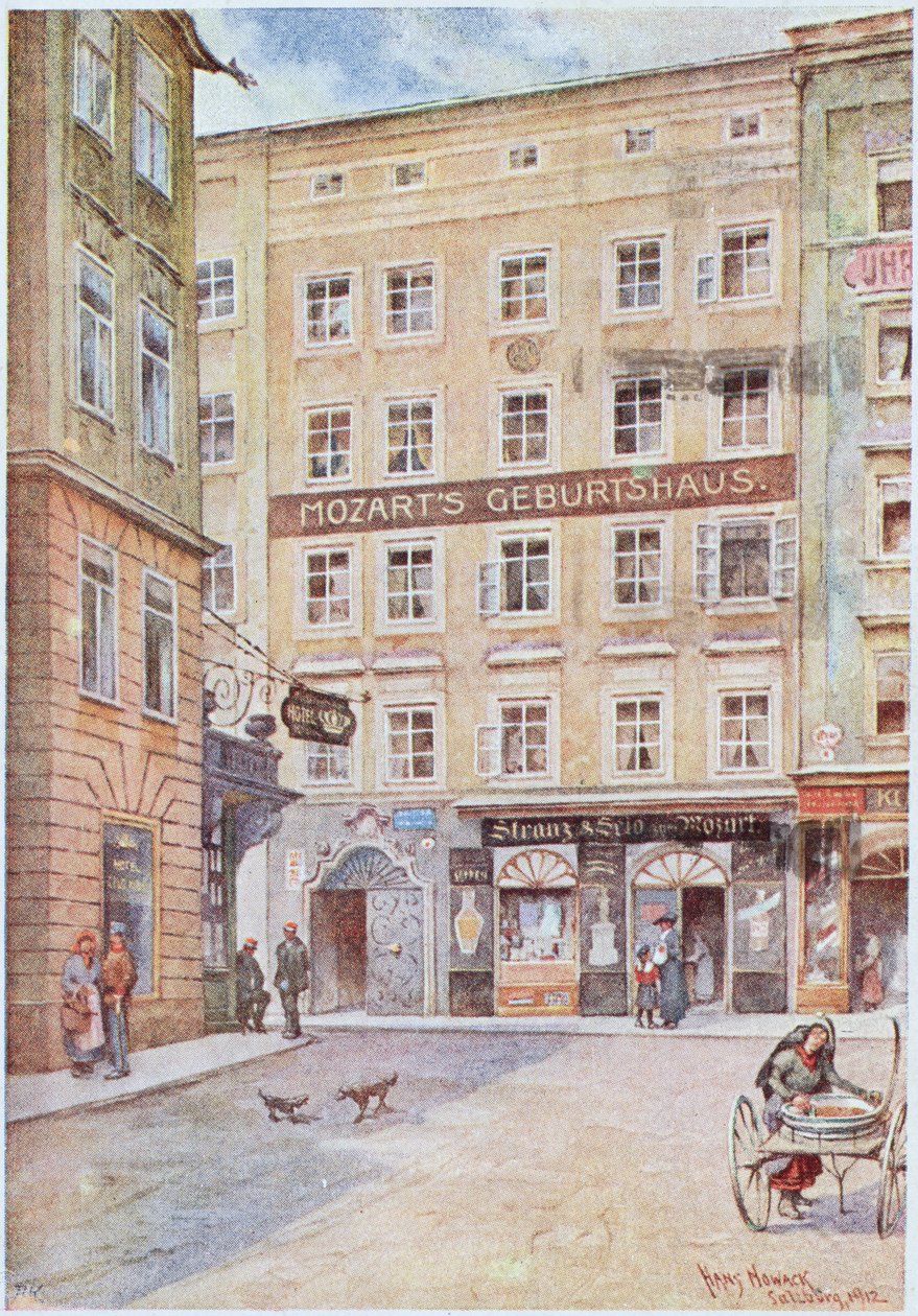 Postal que representa la casa en Salzburgo donde nació Wolfgang Amadeus Mozart (1756-91), 1912 de Hans Nowack