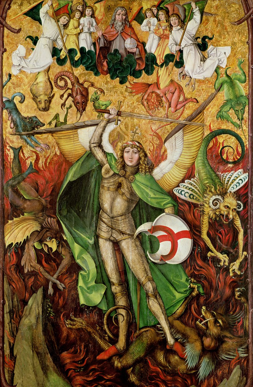 El Arcángel San Miguel en combate con Lucifer, c.1490-1505 de Hans Leu