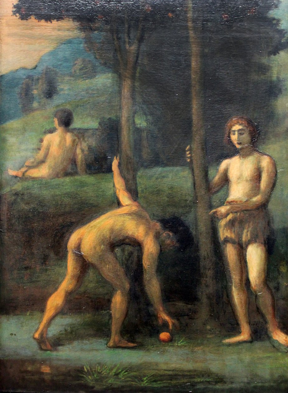 Tres jóvenes en un naranjal de Hans von Marées