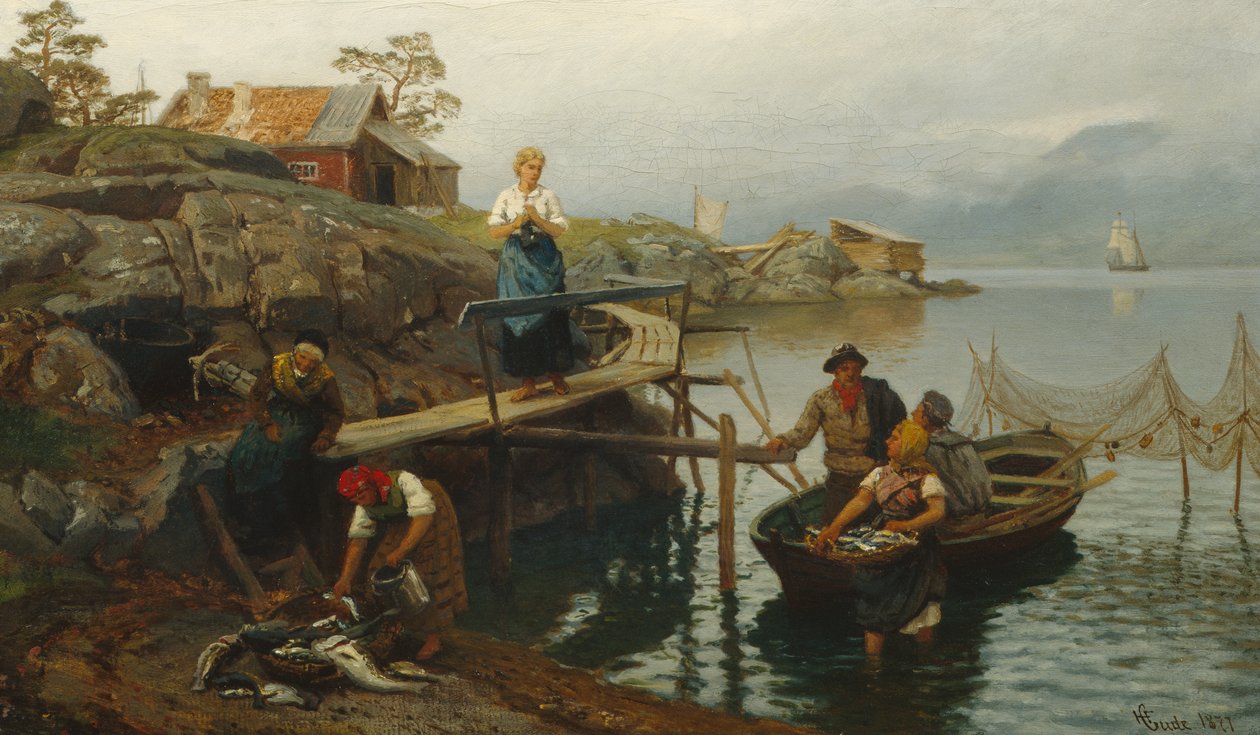 Después de la pesca (Inicio de la pesca) de Hans Gude