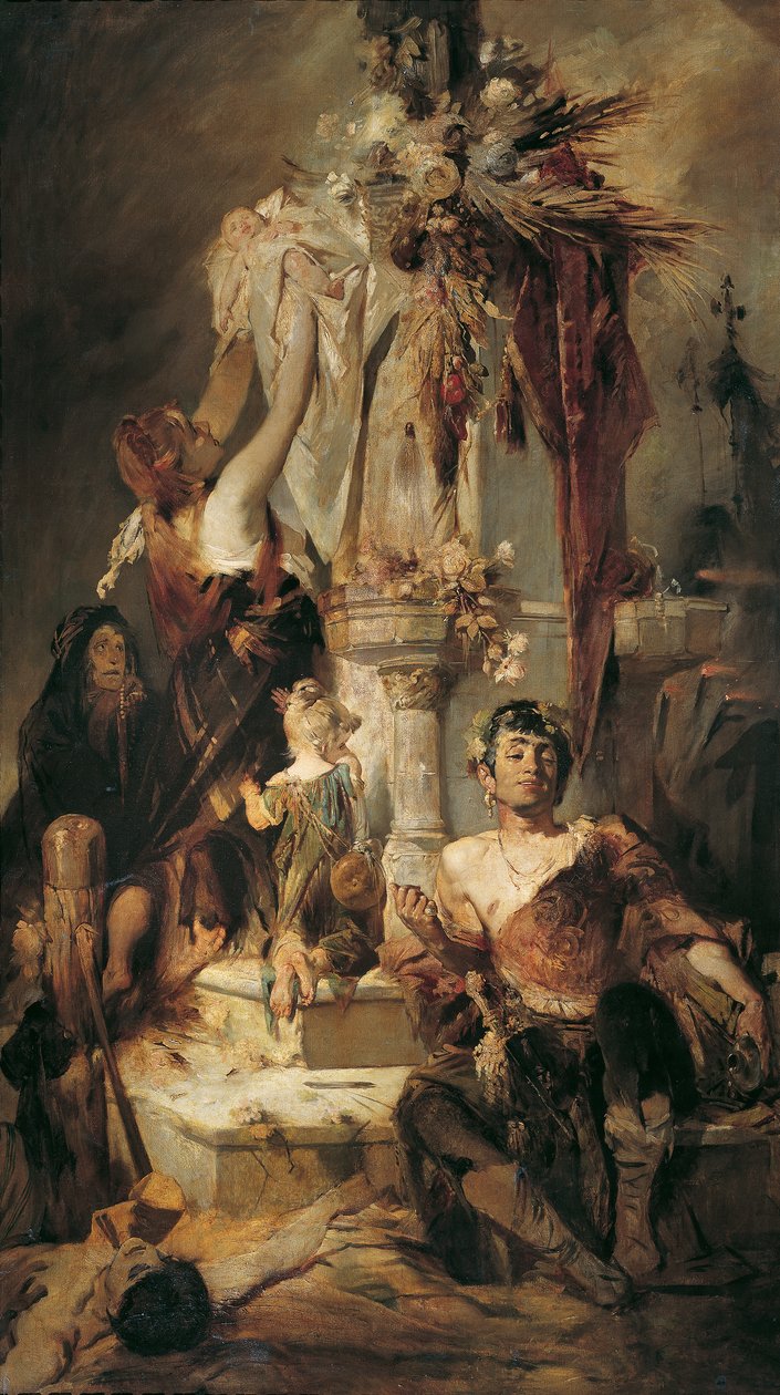 Antigua escena de sacrificio de Hans Makart