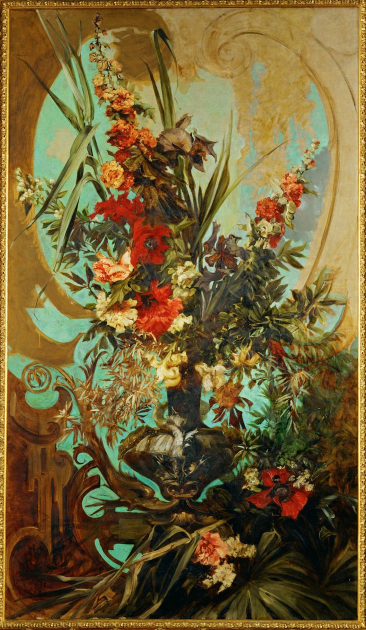 Blumenstueck - Bodegón de flores ... (pintura sobre lienzo) de Hans Makart
