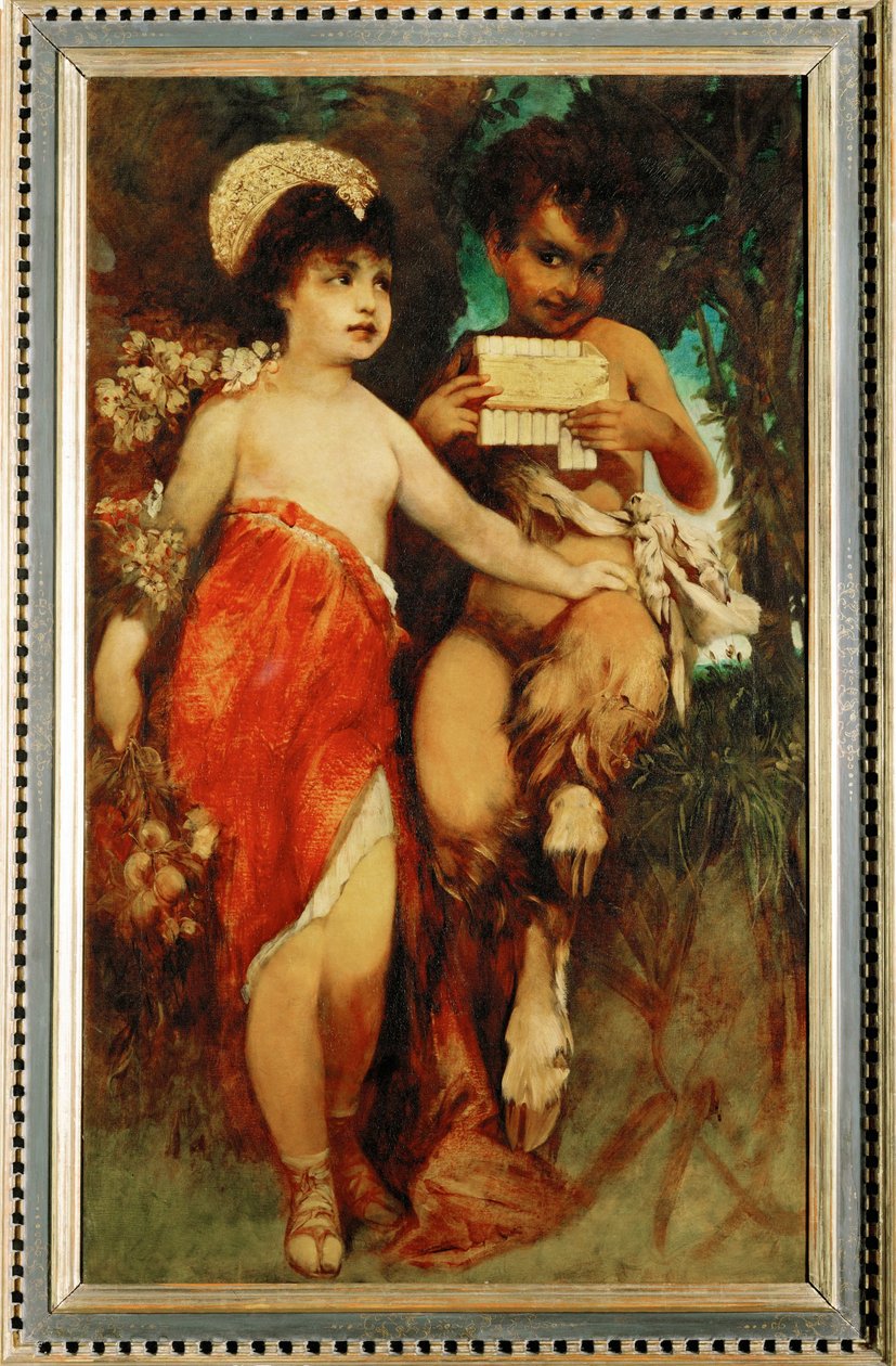 Fauno y ninfa ... (pintura sobre lienzo) de Hans Makart