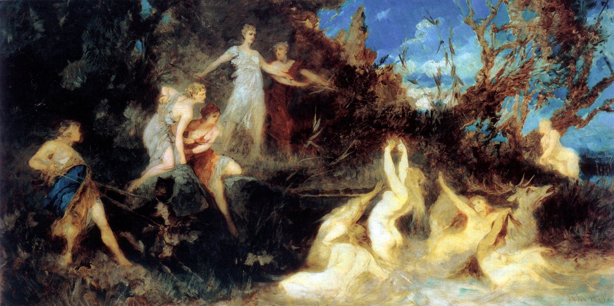 La caza de Diana, estudio, 1879 de Hans Makart