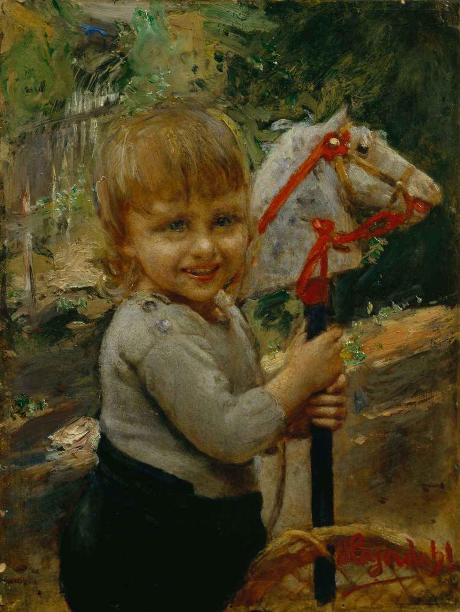 Chico con caballo de batalla de Hans Olaf Heyerdahl