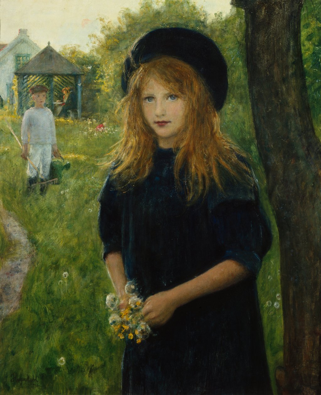 retrato de niña (pintura) de Hans Olaf Heyerdahl