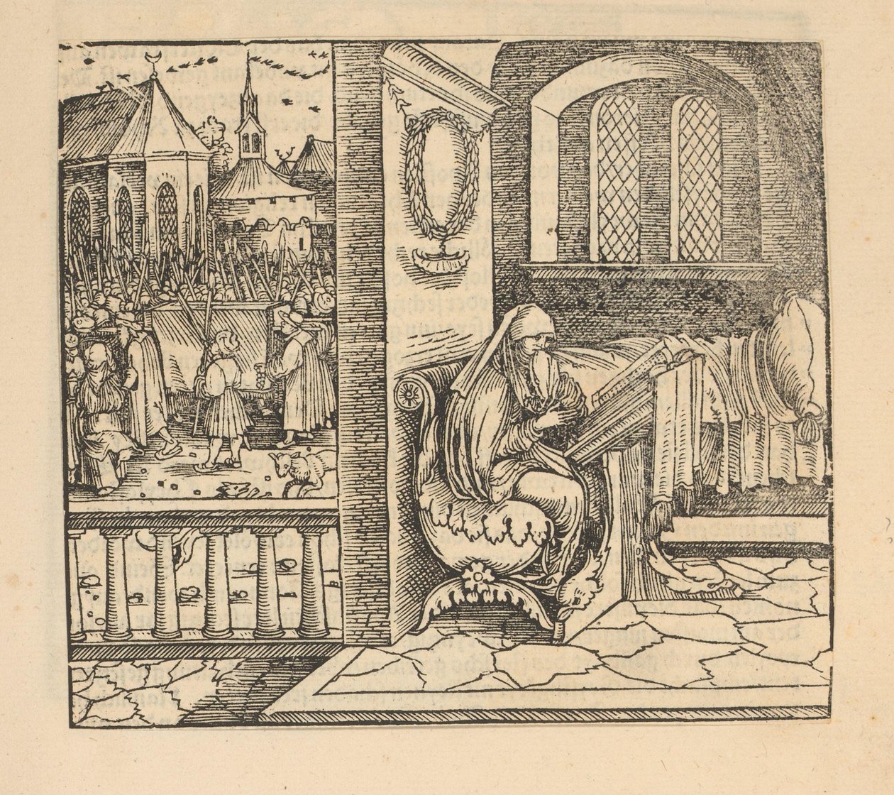 Mujer rezando y cortejo fúnebre de Hans Schäufelein (possibly)