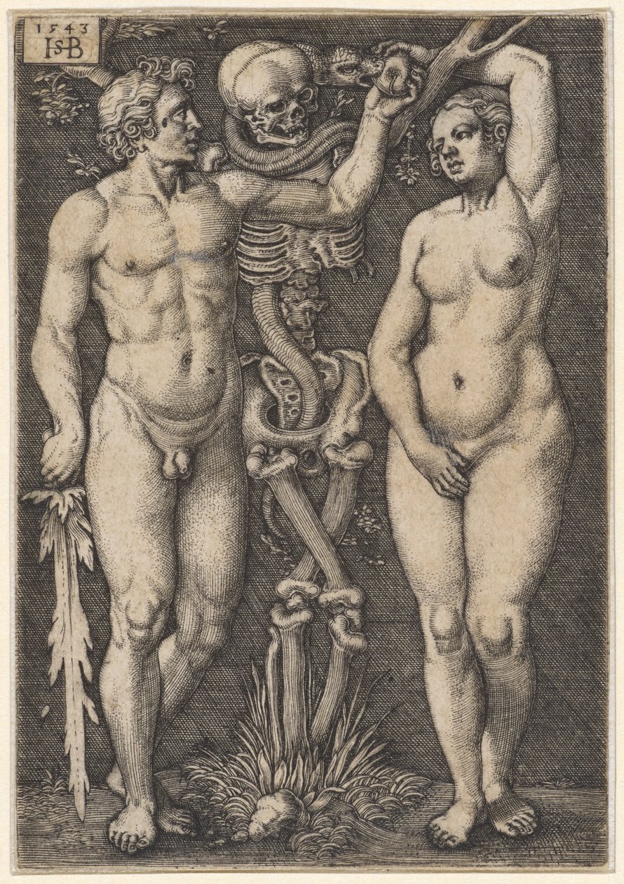 Adán y Eva, 1543 de Hans Sebald Beham