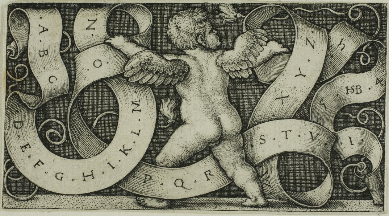Genio con el alfabeto de Hans Sebald Beham