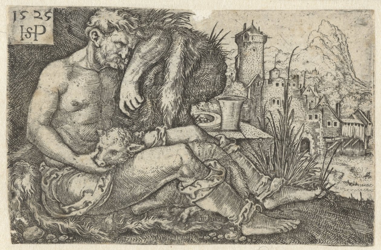 pastor y una oveja de Hans Sebald Beham