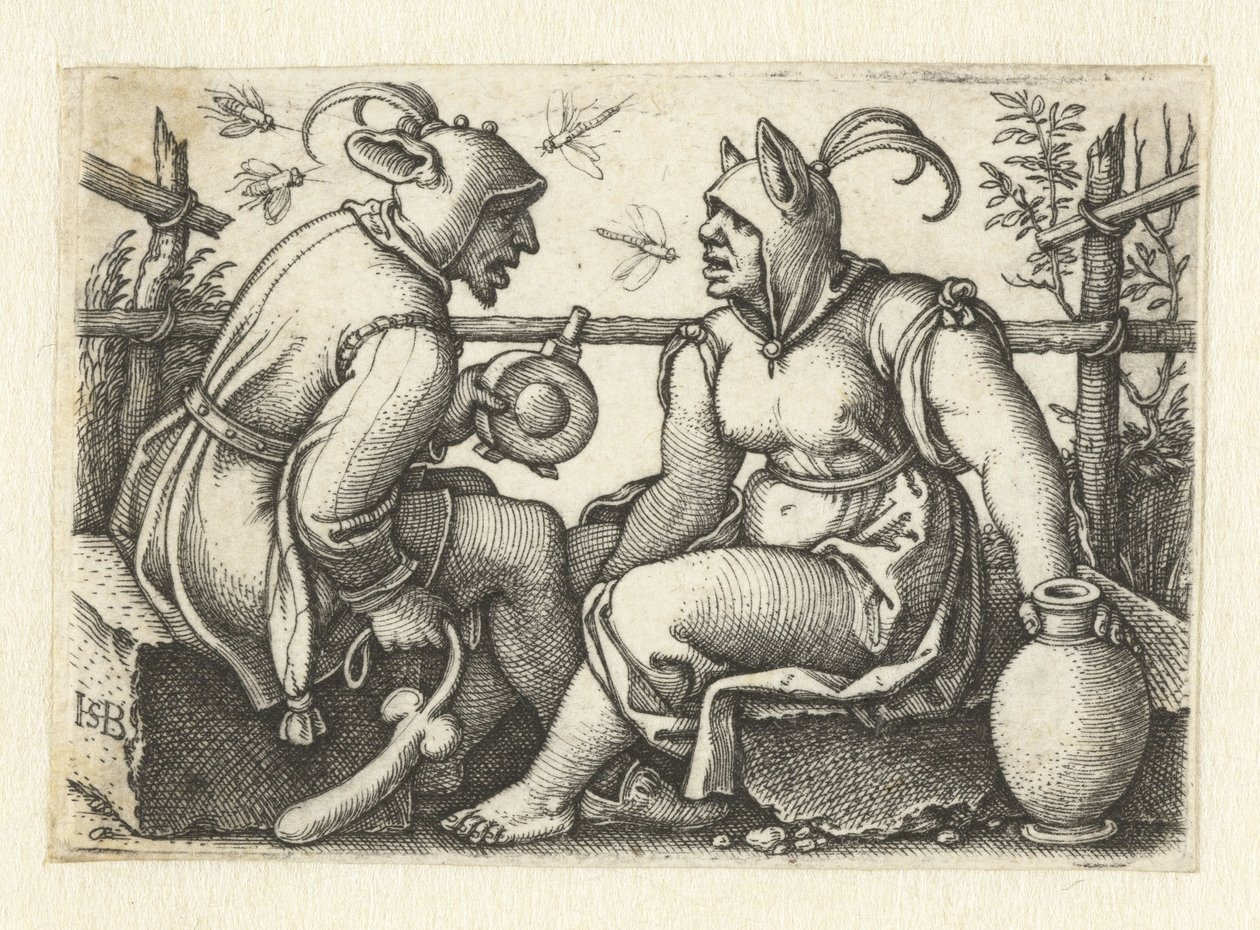 Bufón con falo y bufón femenino de Hans Sebald Beham