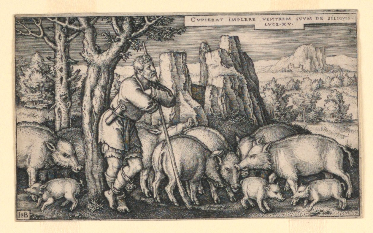 El Hijo Pródigo entre los Cerdos de Hans Sebald Beham