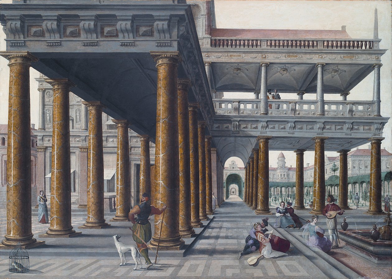 Capricho arquitectónico con figuras de Hans Vredeman de Vries