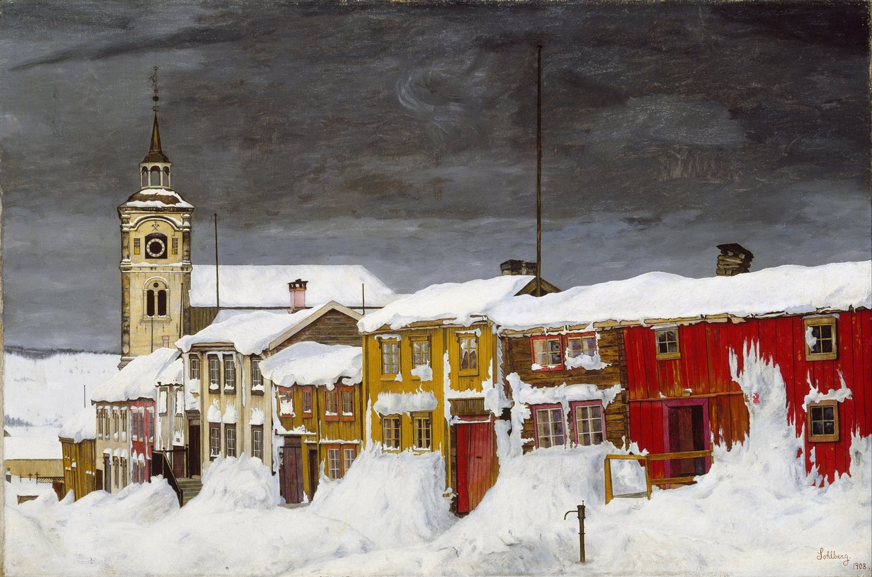 Calle en Røros en Invierno de Harald Oscar Sohlberg
