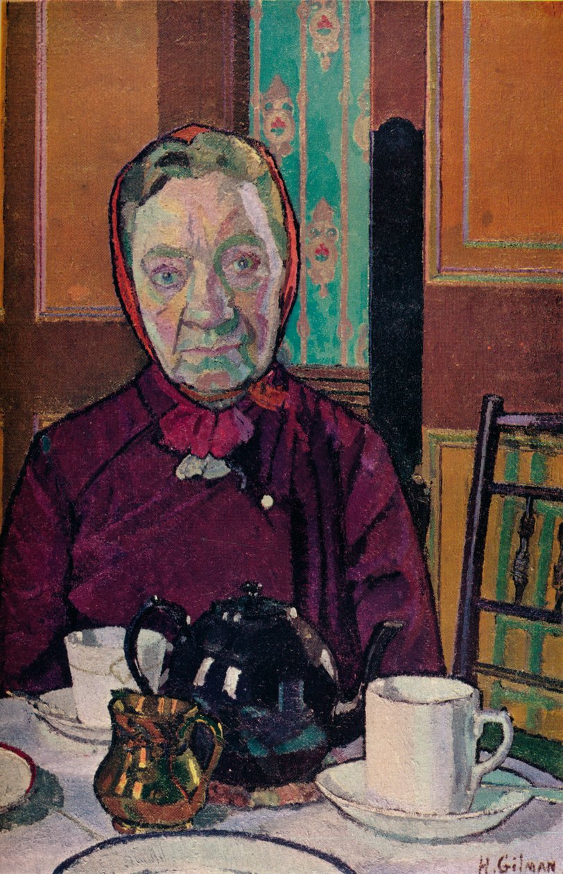 La señora Mounter en la mesa del desayuno, 1916-17 de Harold Gilman