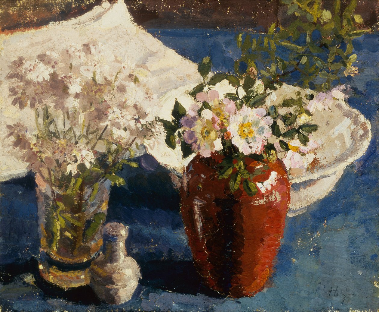 Naturaleza muerta con flores en un jarrón de Harold Gilman