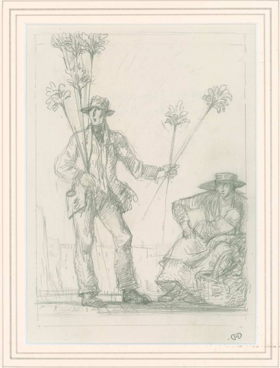 Boceto para el vendedor de escobas, 1923 de Harry Morley