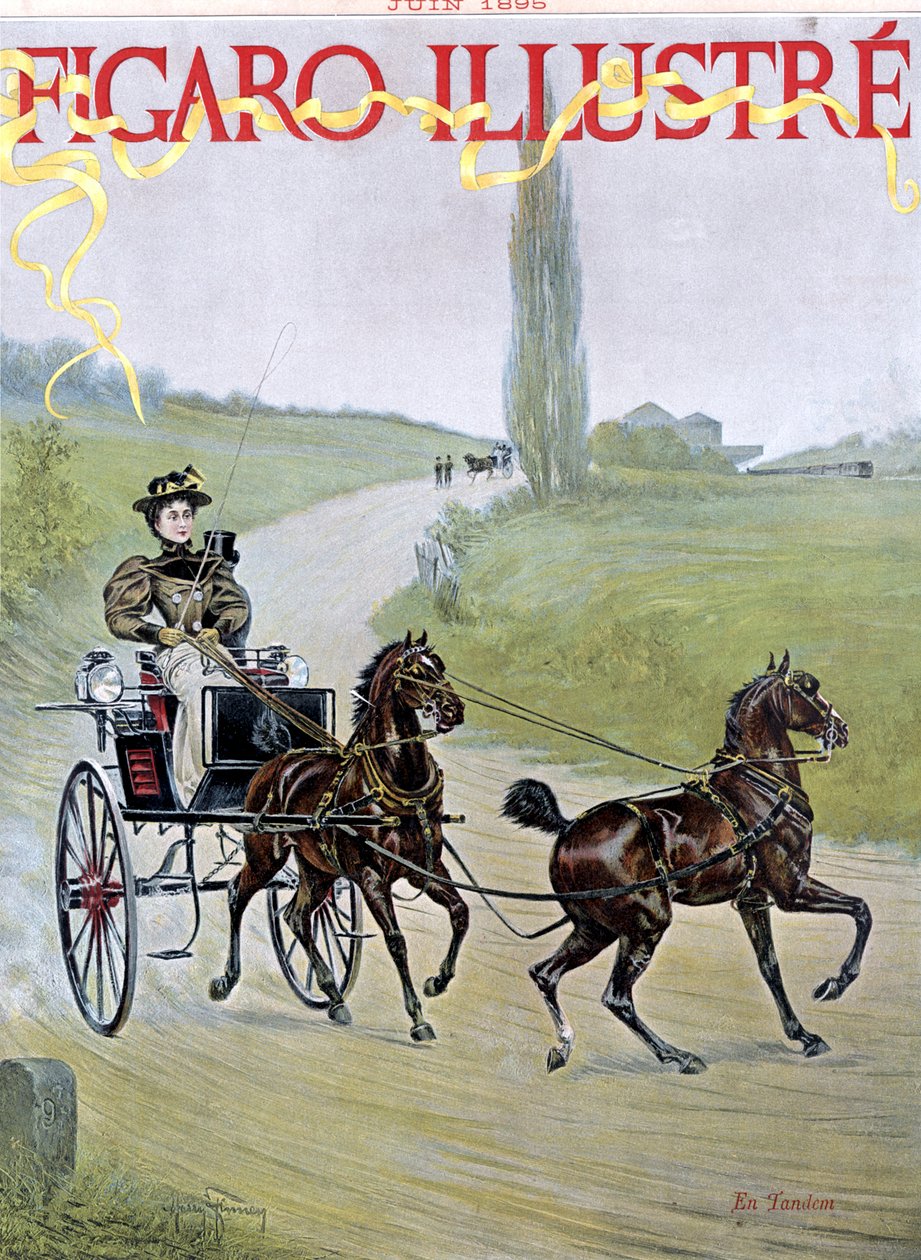 Mujer conduciendo un carruaje con de Harry Finney