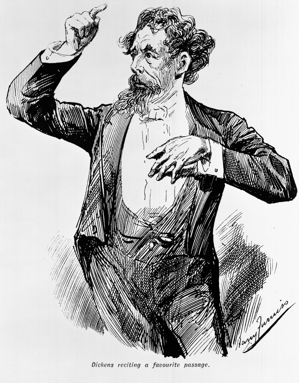 Dickens recitando su pasaje favorito de Harry Furniss