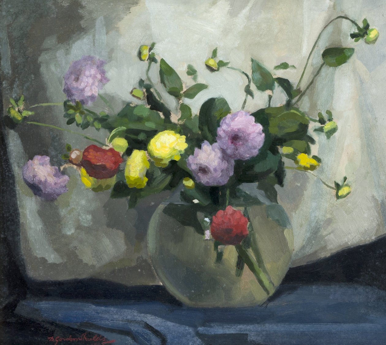 Naturaleza muerta, dalias pompon de Harry Gordon Shields