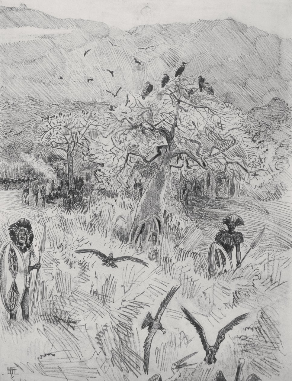 Campamento Masai, c.1884 de Harry Hamilton Johnston