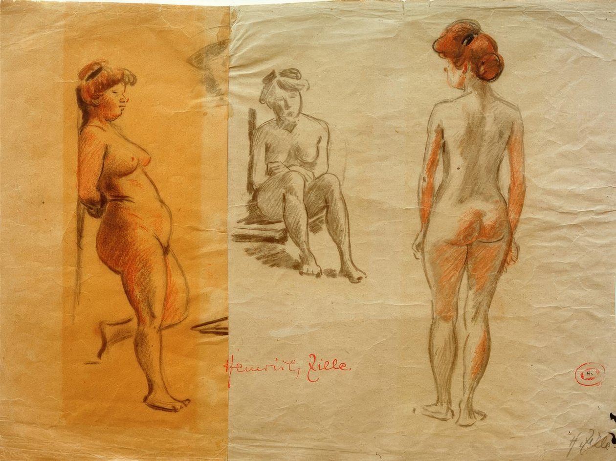 H.Zille, Tres estudios de desnudos de Heinrich Zille