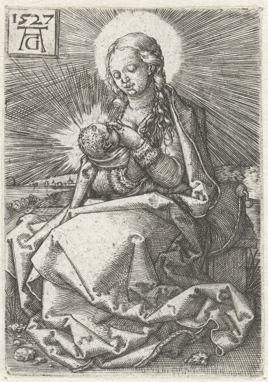 Madonna con niño en el pecho de Heinrich Aldegrever