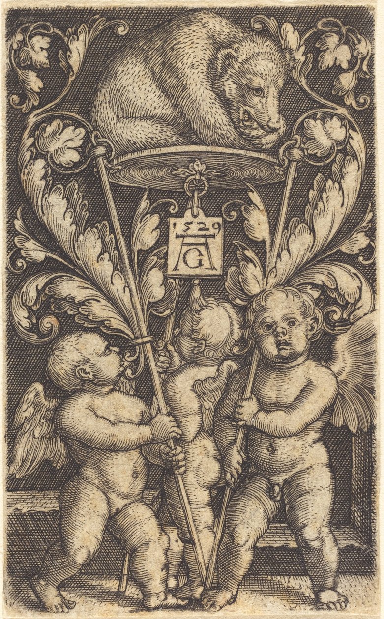 Tres cupidos y un oso de Heinrich Aldegrever