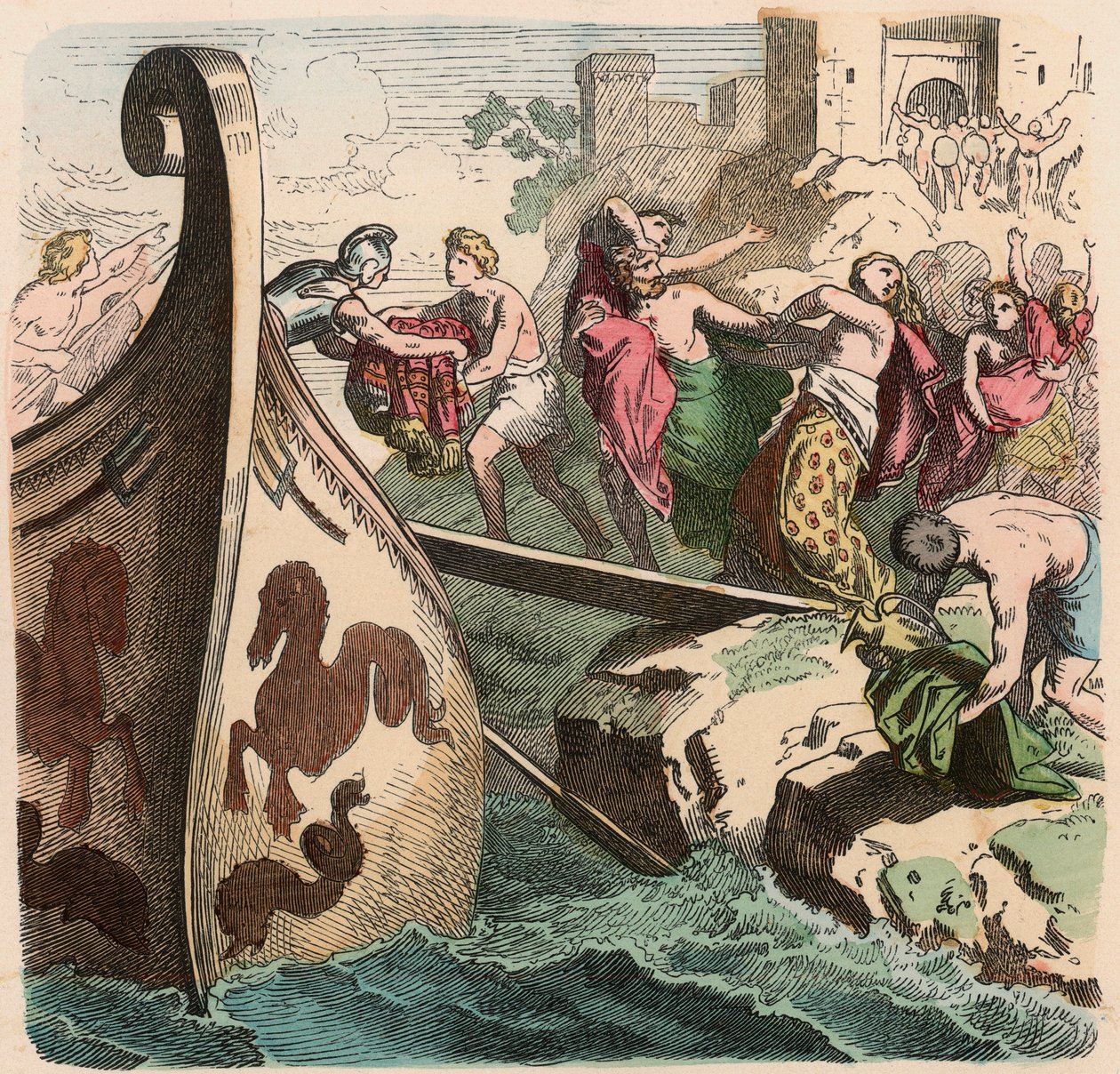 Grecia antigua: Viaje por mar, piratas de Heinrich Leutemann